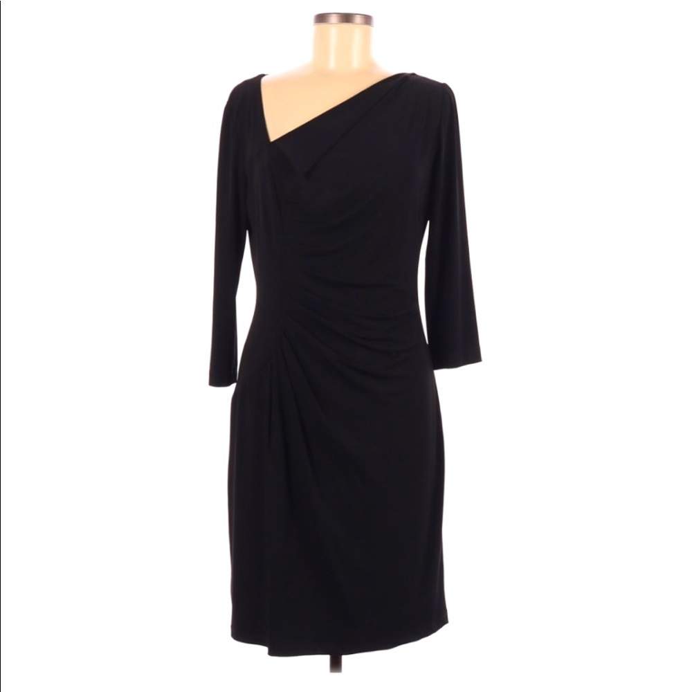 David Meister Long Sleeve Knot Detail Dress Black